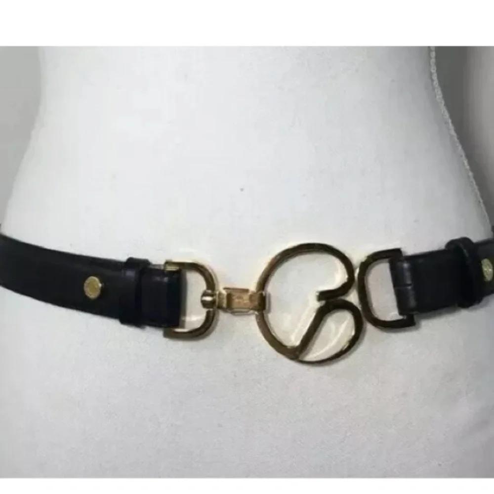 ST. JOHN MONOGRAM LOGO LEATHER BLACK BELT SMALL 32”